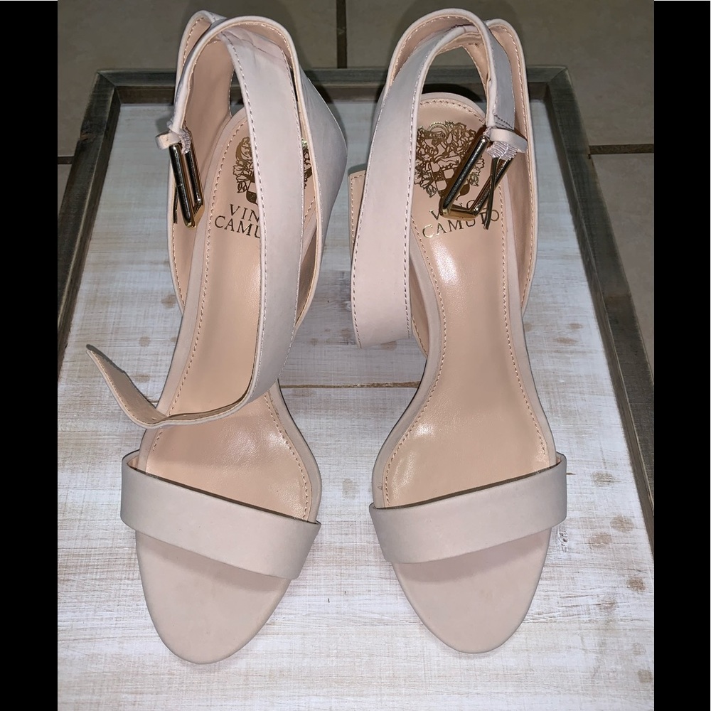 Vince Camuto Nude leather ankle strap heels